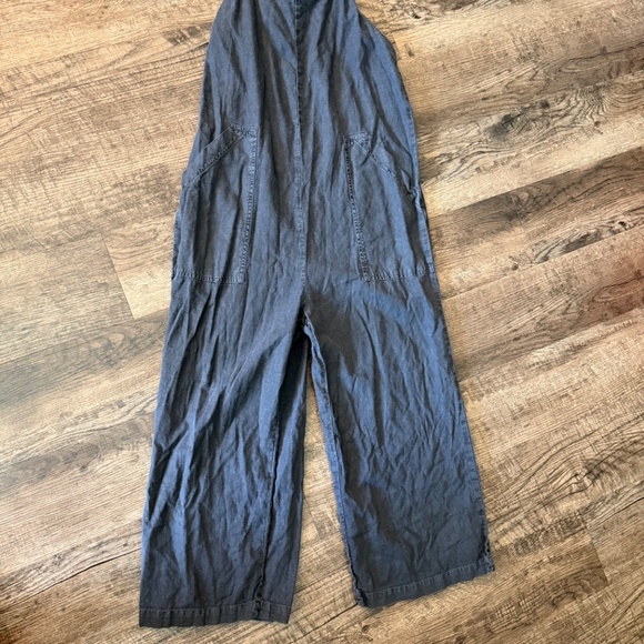 Universal threads relaxed fit black linen overalls casual cropped romper women S - Picture 2 of 6